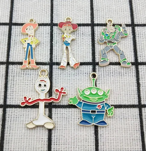 10pcs Cartoon Charm for Jewelry Making Enamel Necklace Keychain Phone Pendant Diy Accessories Alloy Metal Gold ﻿
