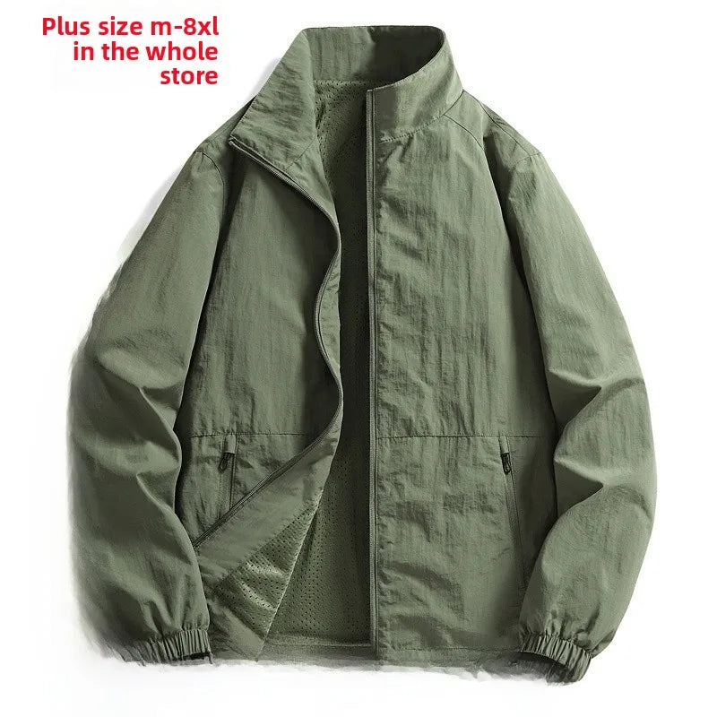 Loose Fit Men's Jacket Casual Thin Breathable Outerwear Spring Autumn New Style Large Size Comfortable Simple Design 8919