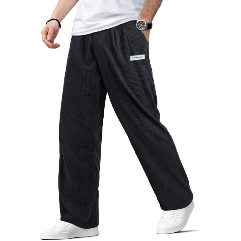 Mens Corduroy Baggy Pants Vintage Casual Pants for Men Outdoor Work Pants Autumn Elastic Waist Drawstring Sweatpants Trousers