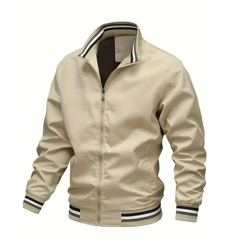 Men's Jackets Autumn and Winter Stand Collar Casual Zipper Jacket Outdoor Sports Coat Windbreaker Jacket Men Bomber Oversized