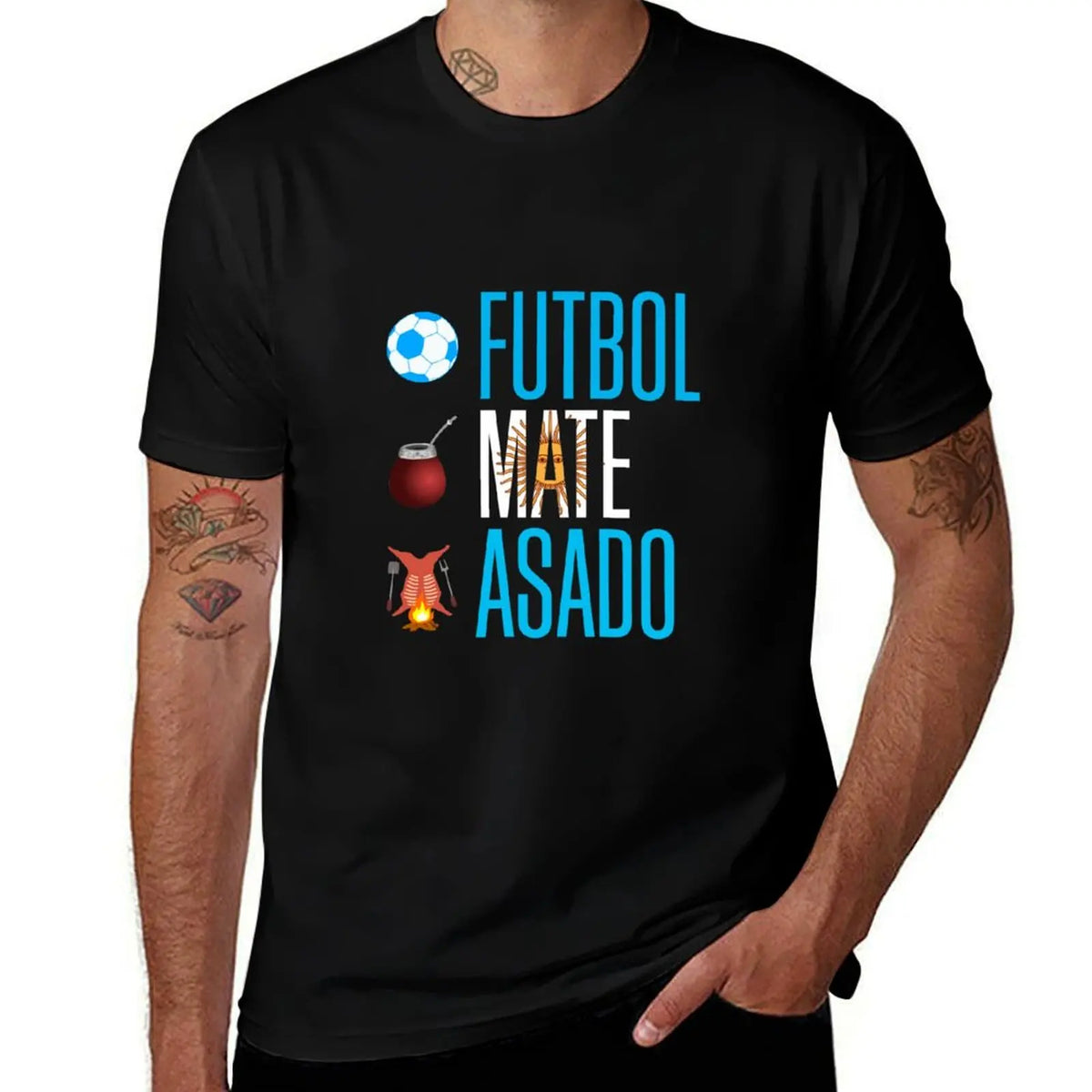 Soccer, Mate and Asado T-Shirt summer top Blouse big and tall t shirts for men
