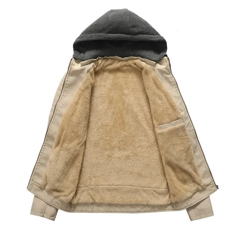 Casual Fashion Leather Jacket White Motorcycle Jackets Men Autumn Fleece Liner Pu Leather Coats Male Hood Winter Male Clothing