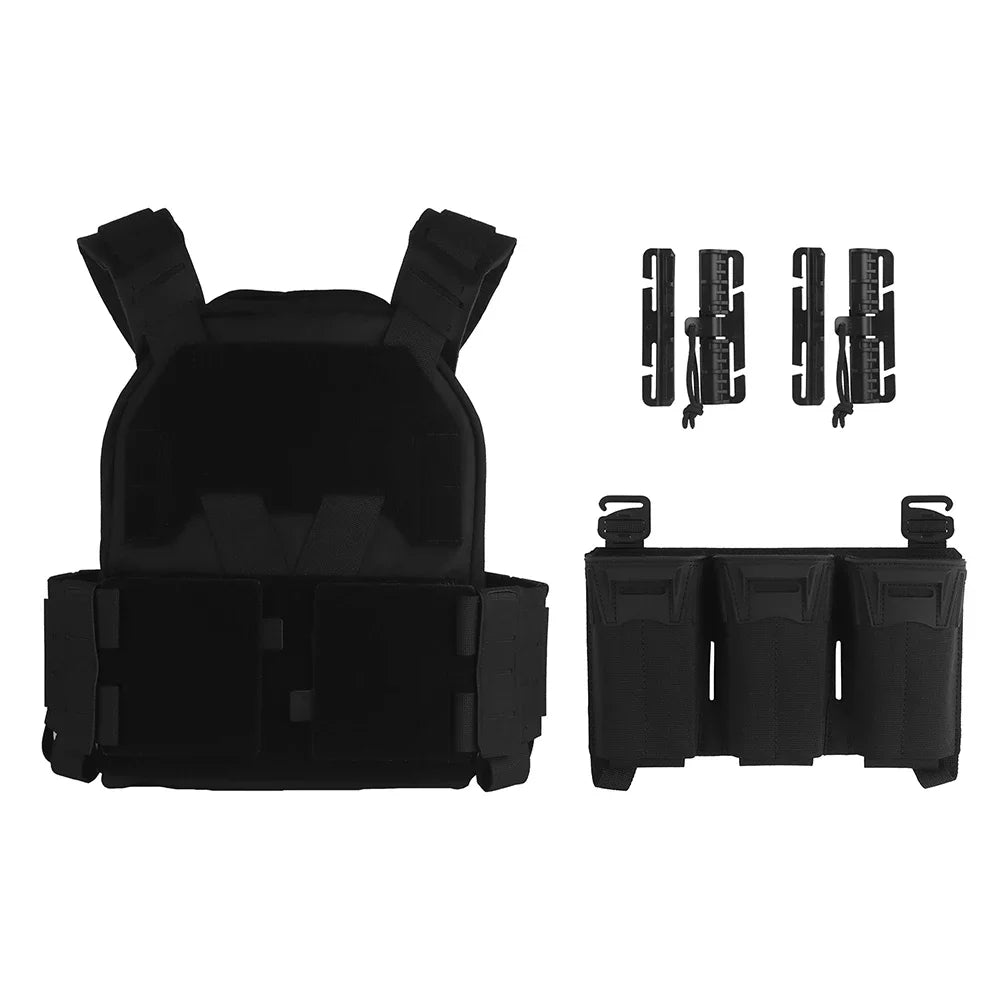 Tactical Sub-Zero Plate Carrier Airsoft Hunting Vest with MultiCaliber 9MM 6Pcs Long Mag/5.56 Triple Magazine Pouch