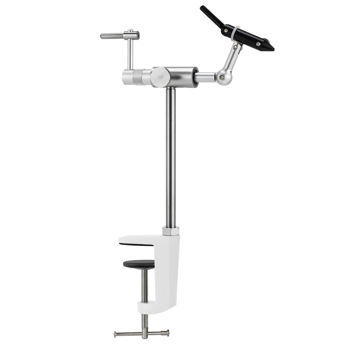 Fly Tying Vise Rotary 360 Degree Fly Tying Base Portable Stainless Steel Aluminum C-Clamp Mount 40Cr Hard Jaws for Fishing Flies
