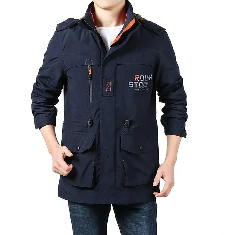Factory Direct Men's Jacket Casual Autumn/Winter Outdoor Plus Size Medium Length Waterproof Breathable Windbreaker