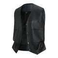 Popular Middle-aged and Elderly Men's Fur Vest Autumn Winter Warm Fashionable Men's Jacket Multi Pocket Sleeveless Leather Vest