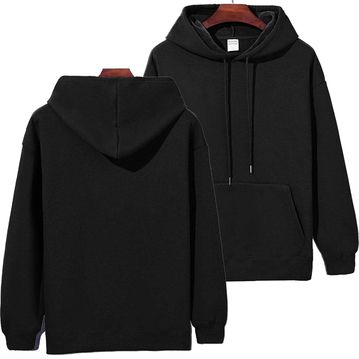 DIY Pattern Custom LOGO 16.9 oz 480 g/m² Heavy Cotton Plus Velvet Hooded Sweater Men's Thick Black Polar Fleece Pullover