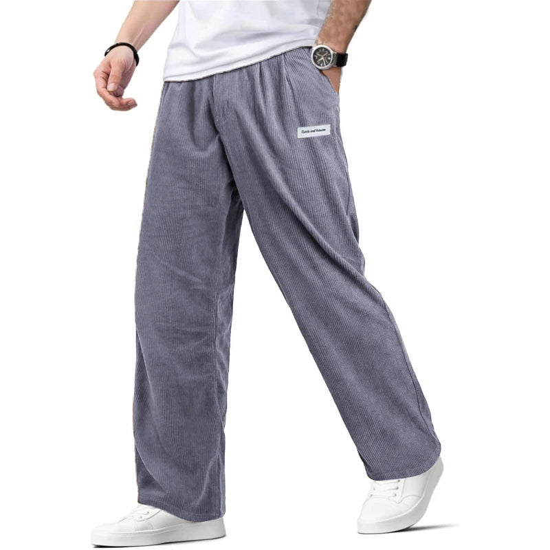 Mens Corduroy Baggy Pants Vintage Casual Pants for Men Outdoor Work Pants Autumn Elastic Waist Drawstring Sweatpants Trousers