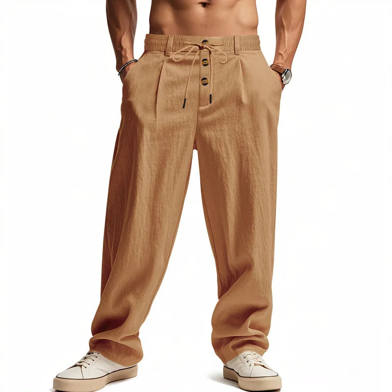 2026 Men's Autumn Cotton-Linen Casual Pants - Breathable, Loose-Fitting, Straight-Tail, Quick-Drying Linen Long Pants for Summer