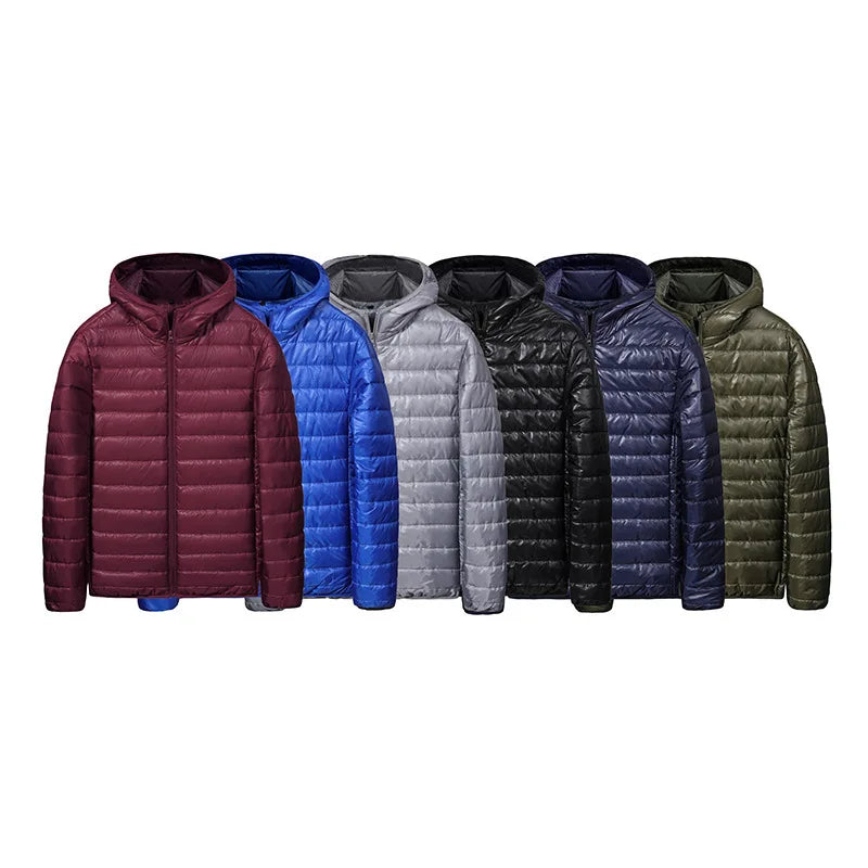 Men's Short Lightweight down Cotton Jacket Autumn Winter New Style Bread Style Coat Polyester Fiber Zipper Closure Hooded Sol...