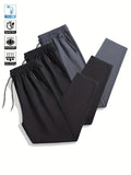 3-Pack Soft Men's Casual Straight Pants Stretch Elastic Waist Jogger Korean Classic Blue Black Gray Brand Trousers Plus Size
