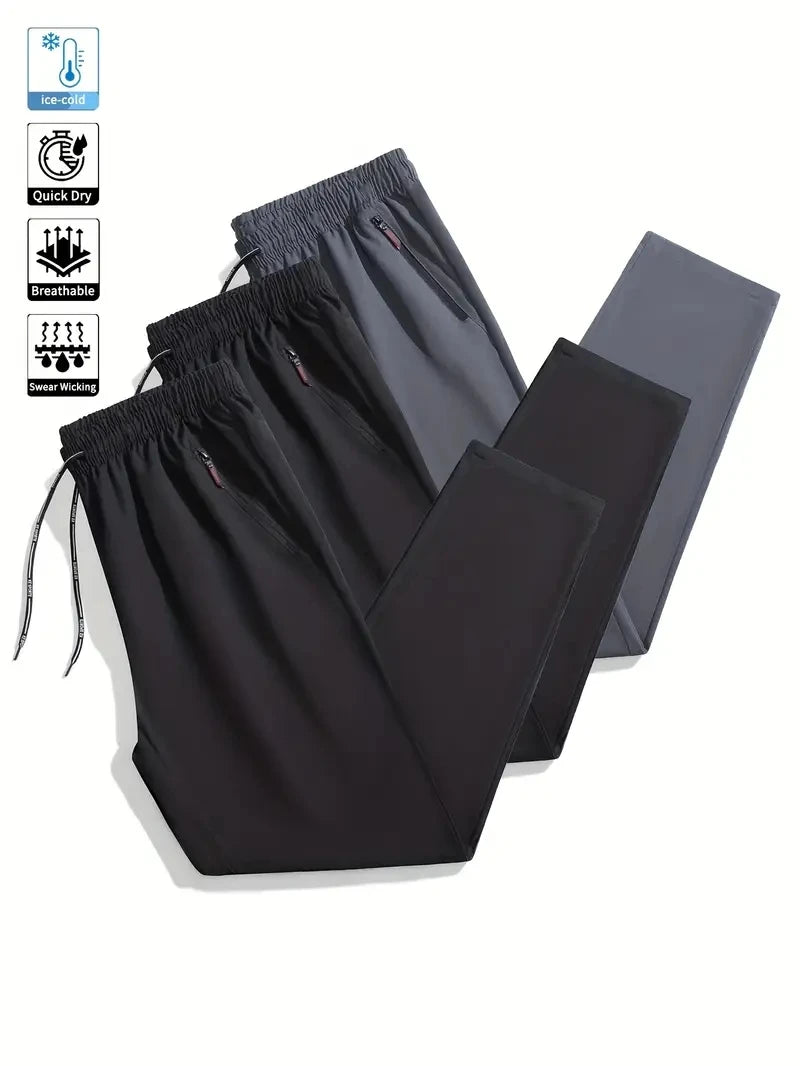 3-Pack Soft Men's Casual Straight Pants Stretch Elastic Waist Jogger Korean Classic Blue Black Gray Brand Trousers Plus Size
