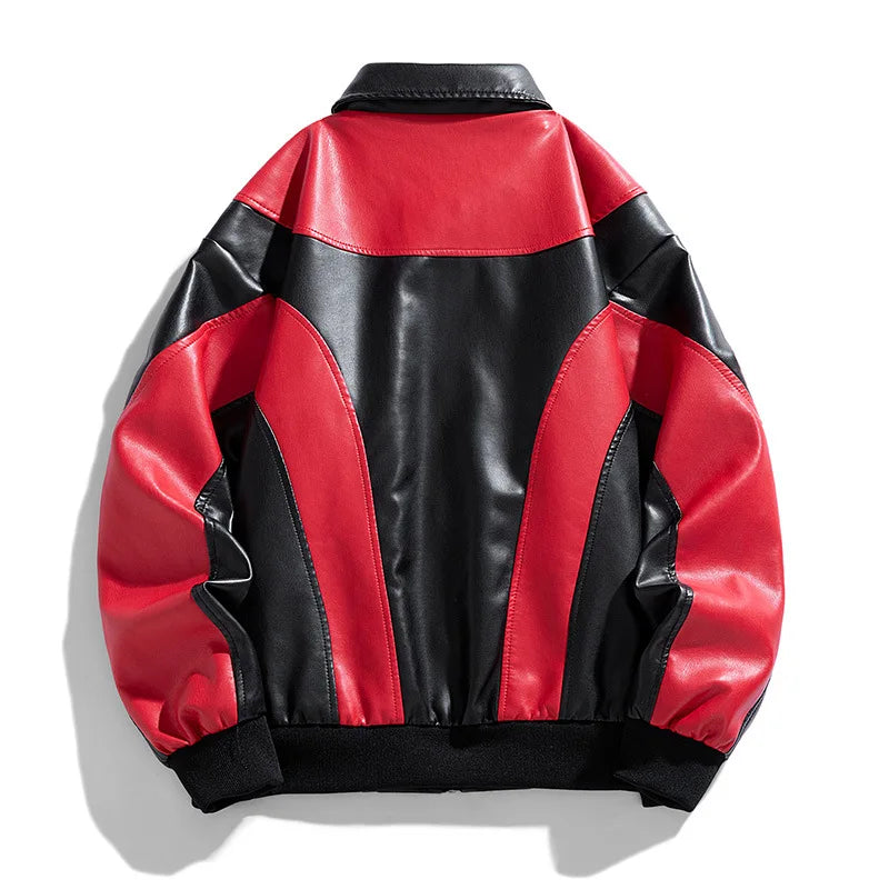 Men Varsity Jacket Autumn Women Fashion Baseball Jacket Leather Sleeve Motorcycle Coat Button College Red