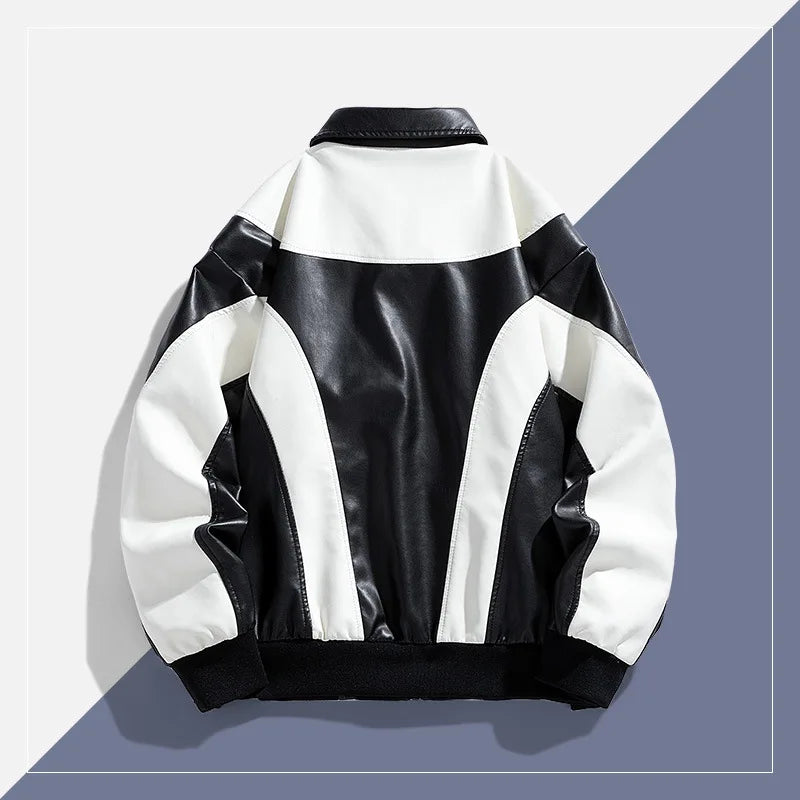 Men Varsity Jacket Autumn Women Fashion Baseball Jacket Leather Sleeve Motorcycle Coat Button College Red