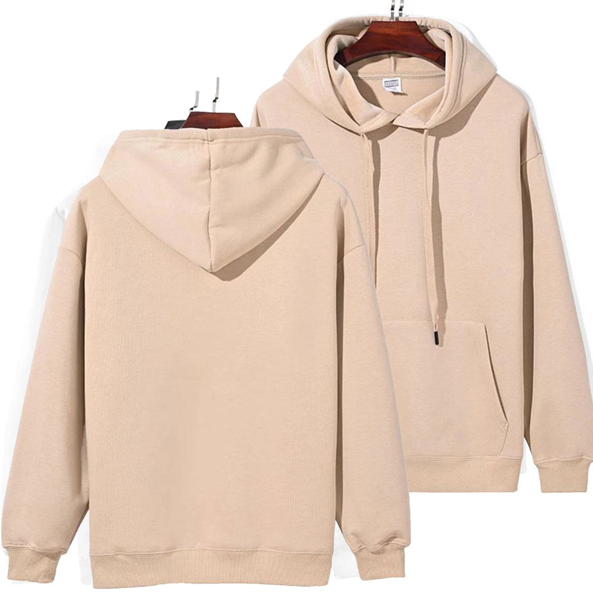 DIY Pattern Custom LOGO 16.9 oz 480 g/m² Heavy Cotton Plus Velvet Hooded Sweater Men's Thick Black Polar Fleece Pullover
