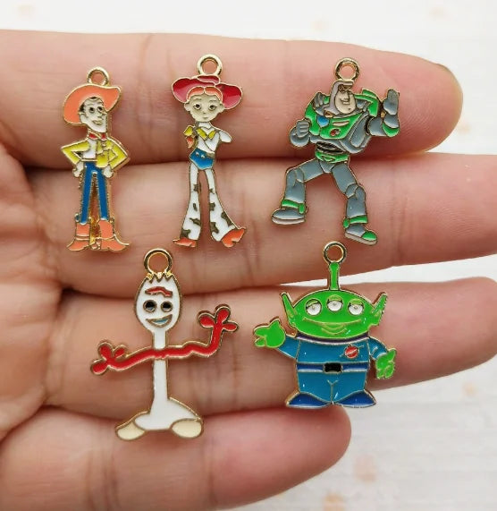 10 pcs Cartoon Charm Pendants Enamel Craft, Perfect for DIY Earrings, Bracelets, Neck Handmade Craft Supplie