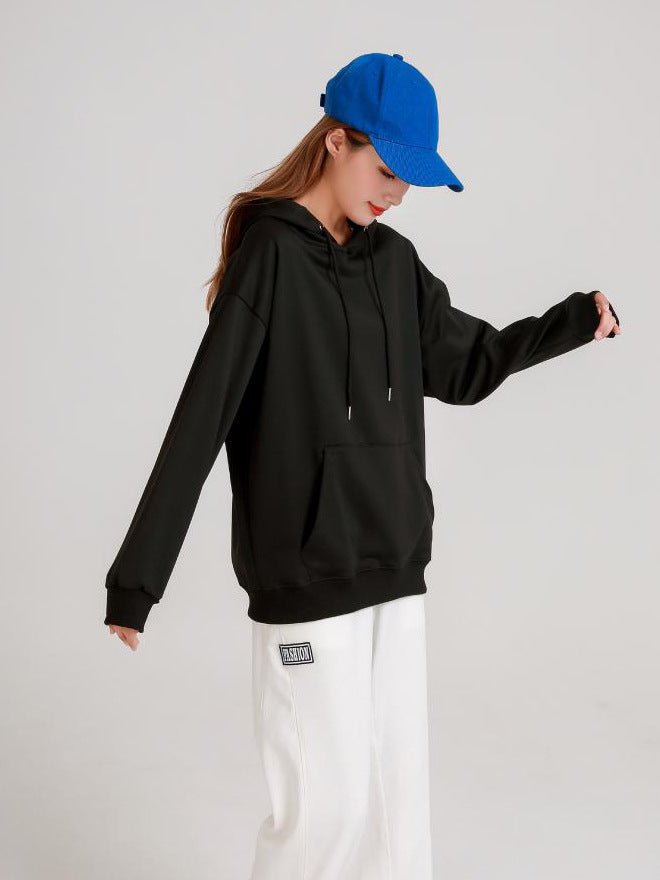 American fashion brand 260g pullover casual loose hooded sweater dopamine solid color heavy shoulder hoodie in spring and autumn - stoutforge