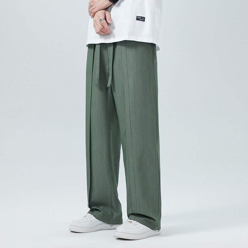 Black Large Size Men's Summer New Loose Straight Casual Pants, Extra Large for Big and Tall Individuals, Thin and Breathable Long Pants - stoutforge