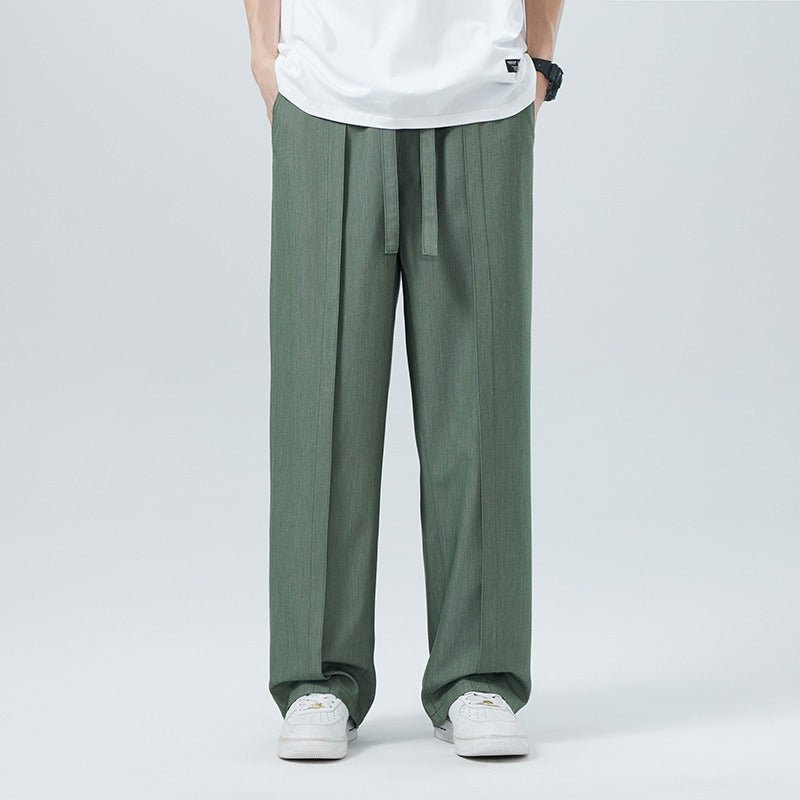 Black Large Size Men's Summer New Loose Straight Casual Pants, Extra Large for Big and Tall Individuals, Thin and Breathable Long Pants - stoutforge