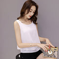 Chiffon Camisole Women's All-match Outer Wear Inner 2025 Summer Loose Slimming plus size Sleeveless Base Top - stoutforge