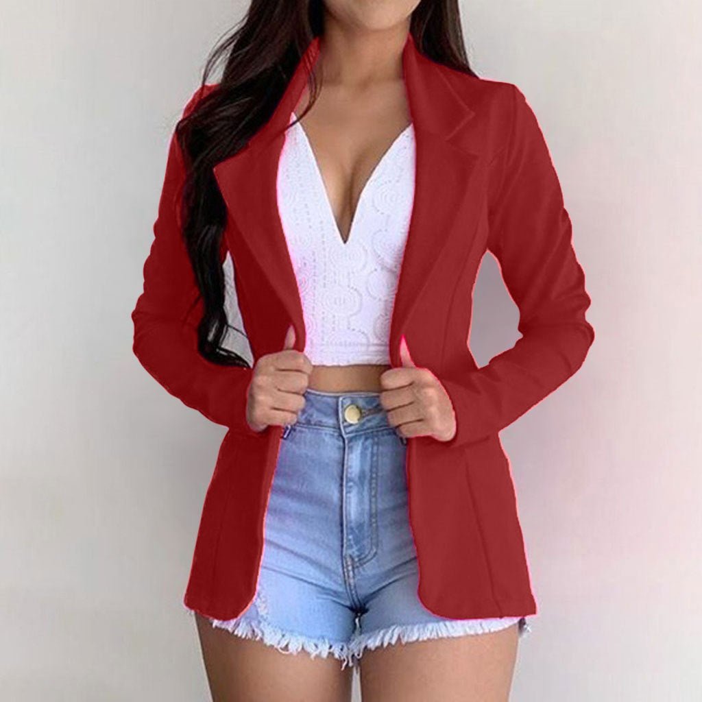 Cross-border 2022 European and American small suit lapel long sleeve slim sweet button Street coat suit multicolor spot - stoutforge
