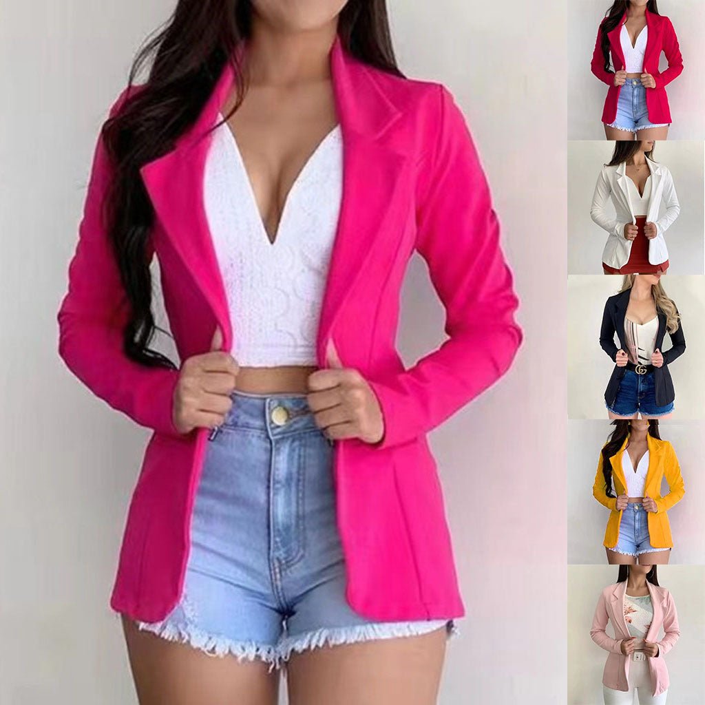 Cross-border 2022 European and American small suit lapel long sleeve slim sweet button Street coat suit multicolor spot - stoutforge
