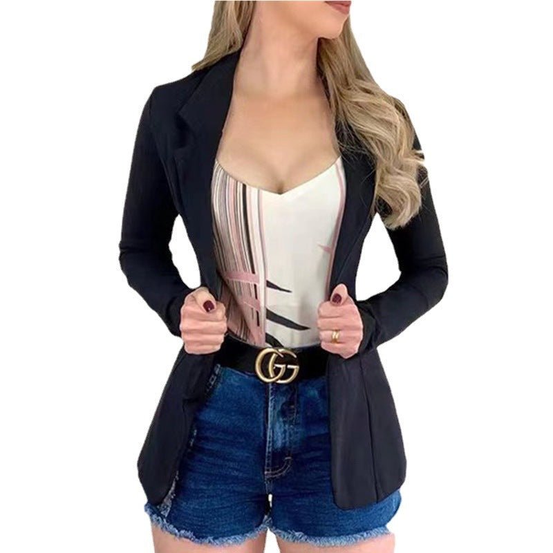 Cross-border 2022 European and American small suit lapel long sleeve slim sweet button Street coat suit multicolor spot - stoutforge