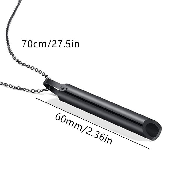 Cross-border Amazon Hot Sale Stainless Steel Whistle Decompression Anxiety Meditation Mindfulness Breathing Yoga Titanium Steel Pendant Necklace - stoutforge