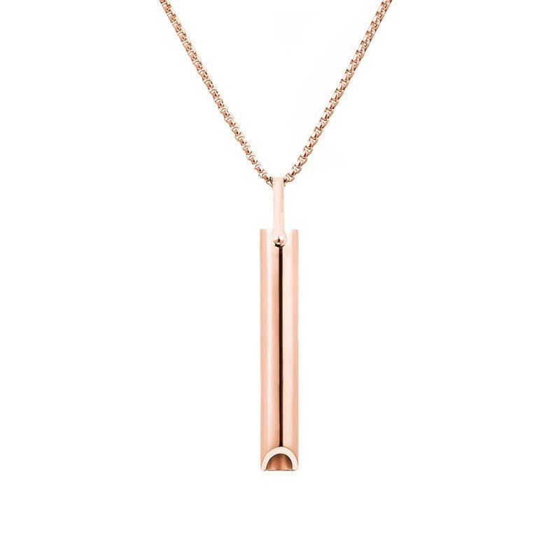 Cross-border Amazon Hot Sale Stainless Steel Whistle Decompression Anxiety Meditation Mindfulness Breathing Yoga Titanium Steel Pendant Necklace - stoutforge