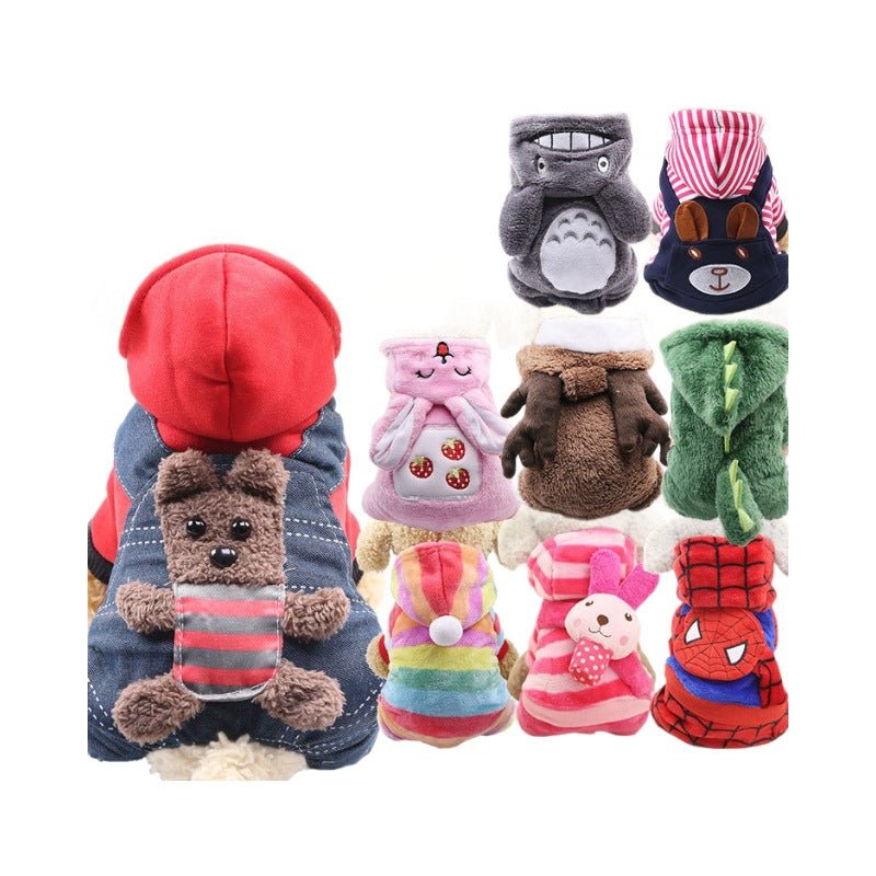 Cross-Border Pet Dog Clothes, Cat Autumn and Winter Four-Legged Cotton Coat, Cartoon Transformation Clothing, Cat Clothing, Dog Clothing Supplies - stoutforge