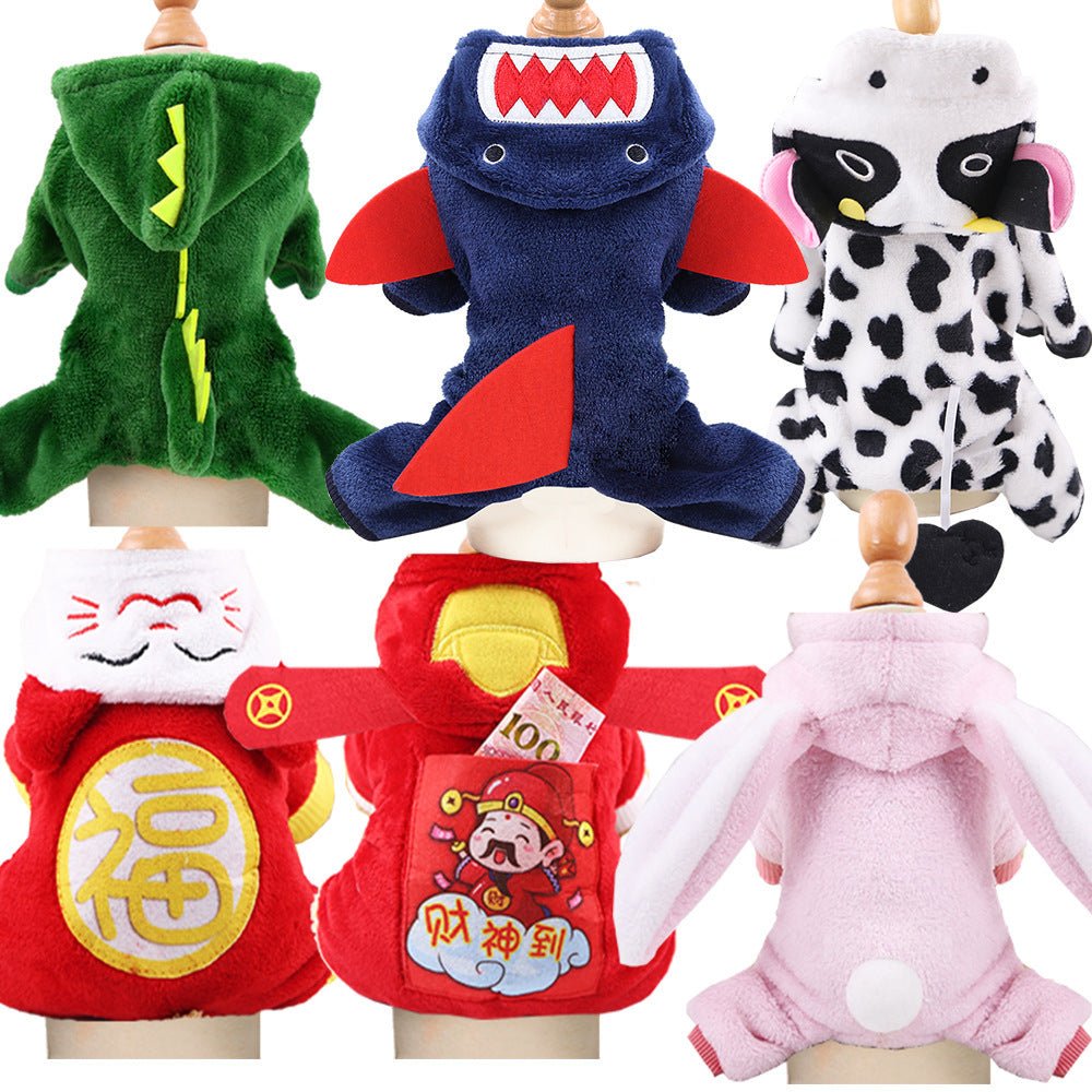 Cross-Border Pet Dog Clothes, Cat Autumn and Winter Four-Legged Cotton Coat, Cartoon Transformation Clothing, Cat Clothing, Dog Clothing Supplies - stoutforge