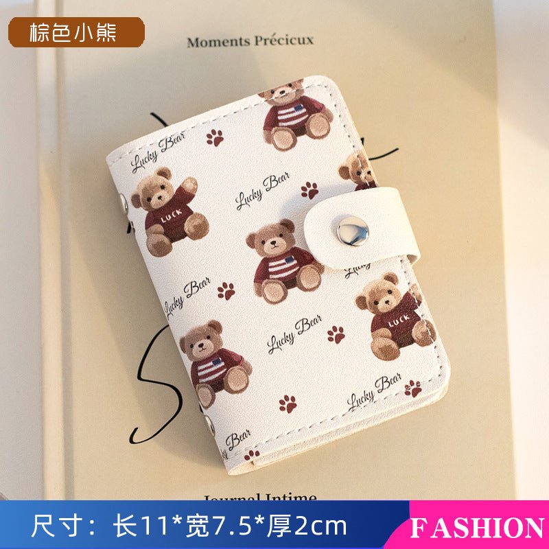 Cute Cartoon Card Bag Women's Buckle Large Capacity Multi-Card Slot Ultra-thin Small Men's Card Clamp Bag Driver's License Card Cover - stoutforge