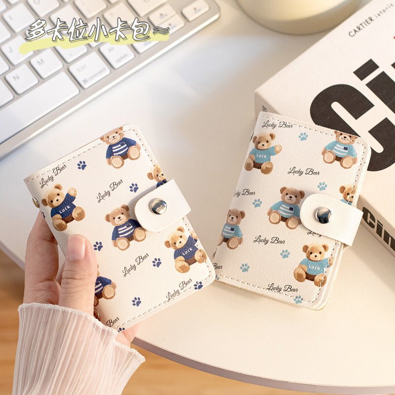 Cute Cartoon Card Bag Women's Buckle Large Capacity Multi-Card Slot Ultra-thin Small Men's Card Clamp Bag Driver's License Card Cover - stoutforge