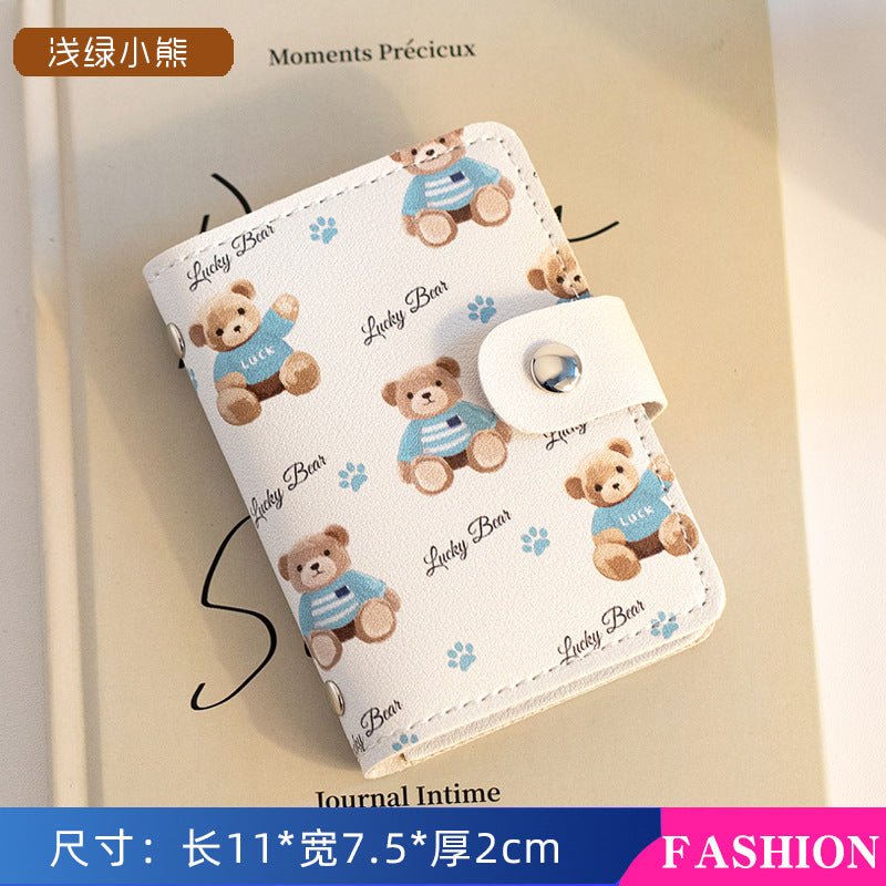 Cute Cartoon Card Bag Women's Buckle Large Capacity Multi-Card Slot Ultra-thin Small Men's Card Clamp Bag Driver's License Card Cover - stoutforge