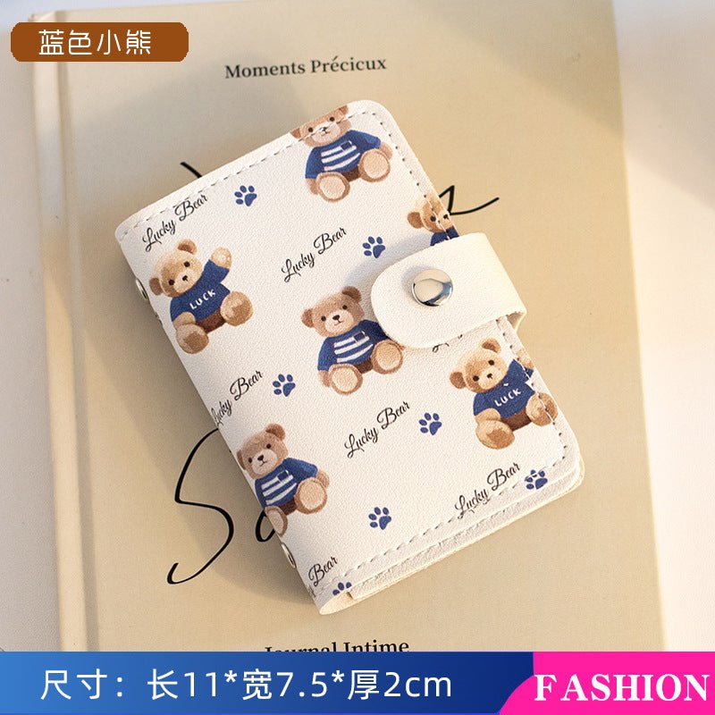 Cute Cartoon Card Bag Women's Buckle Large Capacity Multi-Card Slot Ultra-thin Small Men's Card Clamp Bag Driver's License Card Cover - stoutforge