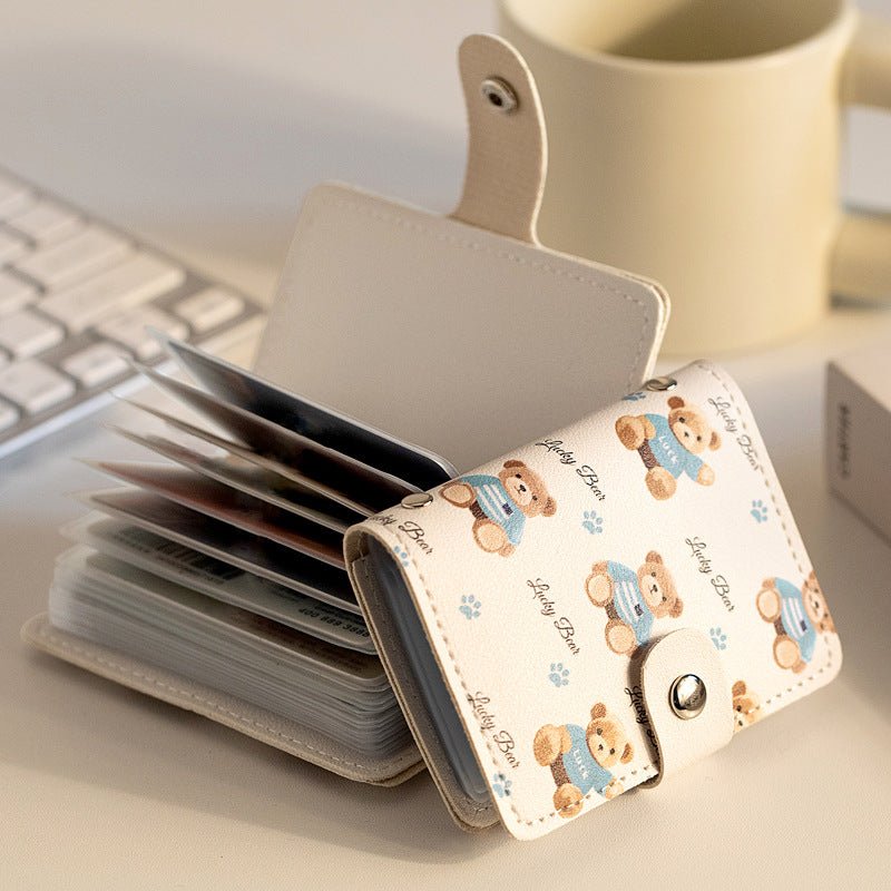 Cute Cartoon Card Bag Women's Buckle Large Capacity Multi-Card Slot Ultra-thin Small Men's Card Clamp Bag Driver's License Card Cover - stoutforge