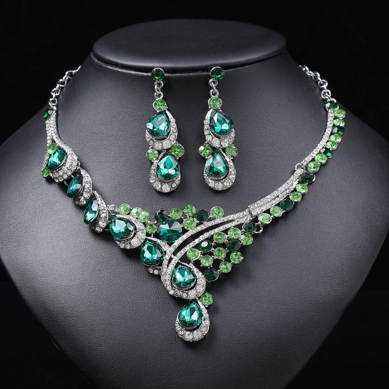 European and American accessories exaggerated retro necklace set women's luxury crystal banquet dress accessories clavicle chain factory direct sales - stoutforge