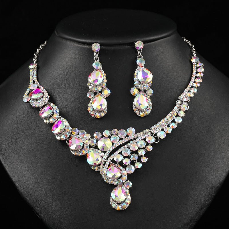 European and American accessories exaggerated retro necklace set women's luxury crystal banquet dress accessories clavicle chain factory direct sales - stoutforge