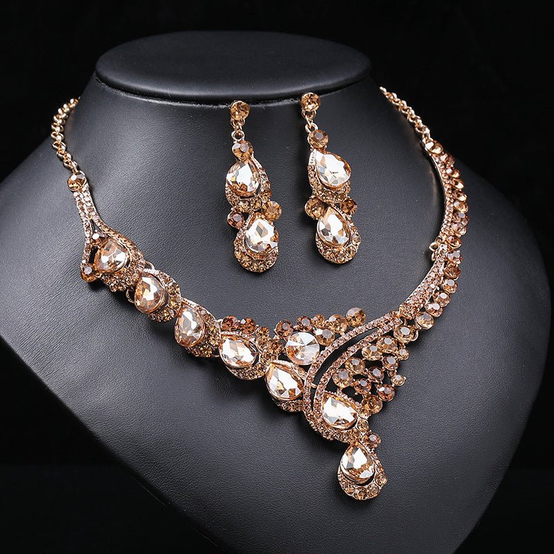 European and American accessories exaggerated retro necklace set women's luxury crystal banquet dress accessories clavicle chain factory direct sales - stoutforge