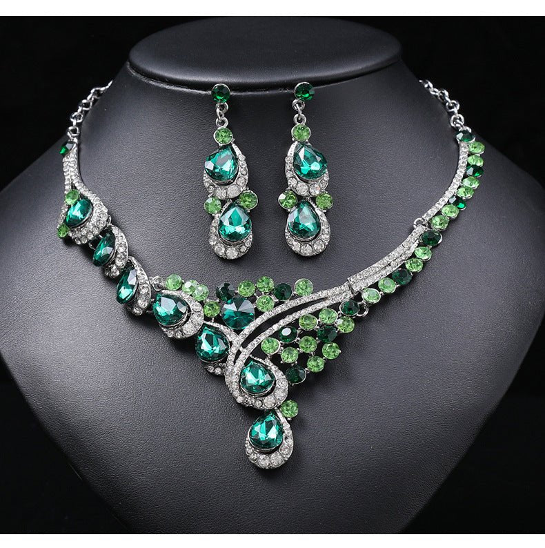 European and American accessories exaggerated retro necklace set women's luxury crystal banquet dress accessories clavicle chain factory direct sales - stoutforge