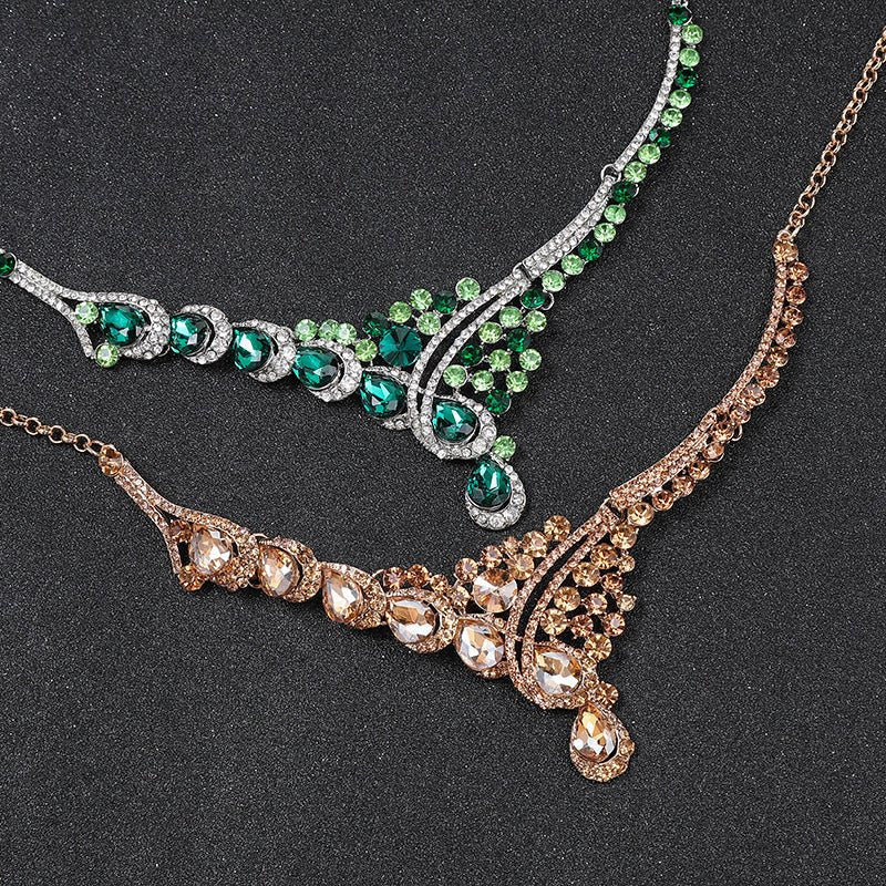 European and American accessories exaggerated retro necklace set women's luxury crystal banquet dress accessories clavicle chain factory direct sales - stoutforge