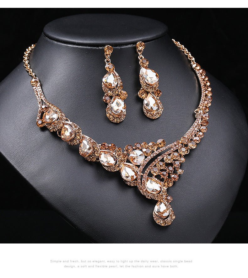 European and American accessories exaggerated retro necklace set women's luxury crystal banquet dress accessories clavicle chain factory direct sales - stoutforge