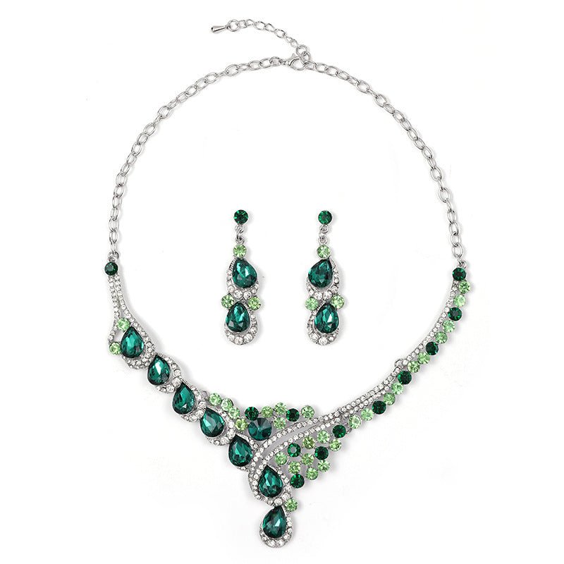 European and American accessories exaggerated retro necklace set women's luxury crystal banquet dress accessories clavicle chain factory direct sales - stoutforge