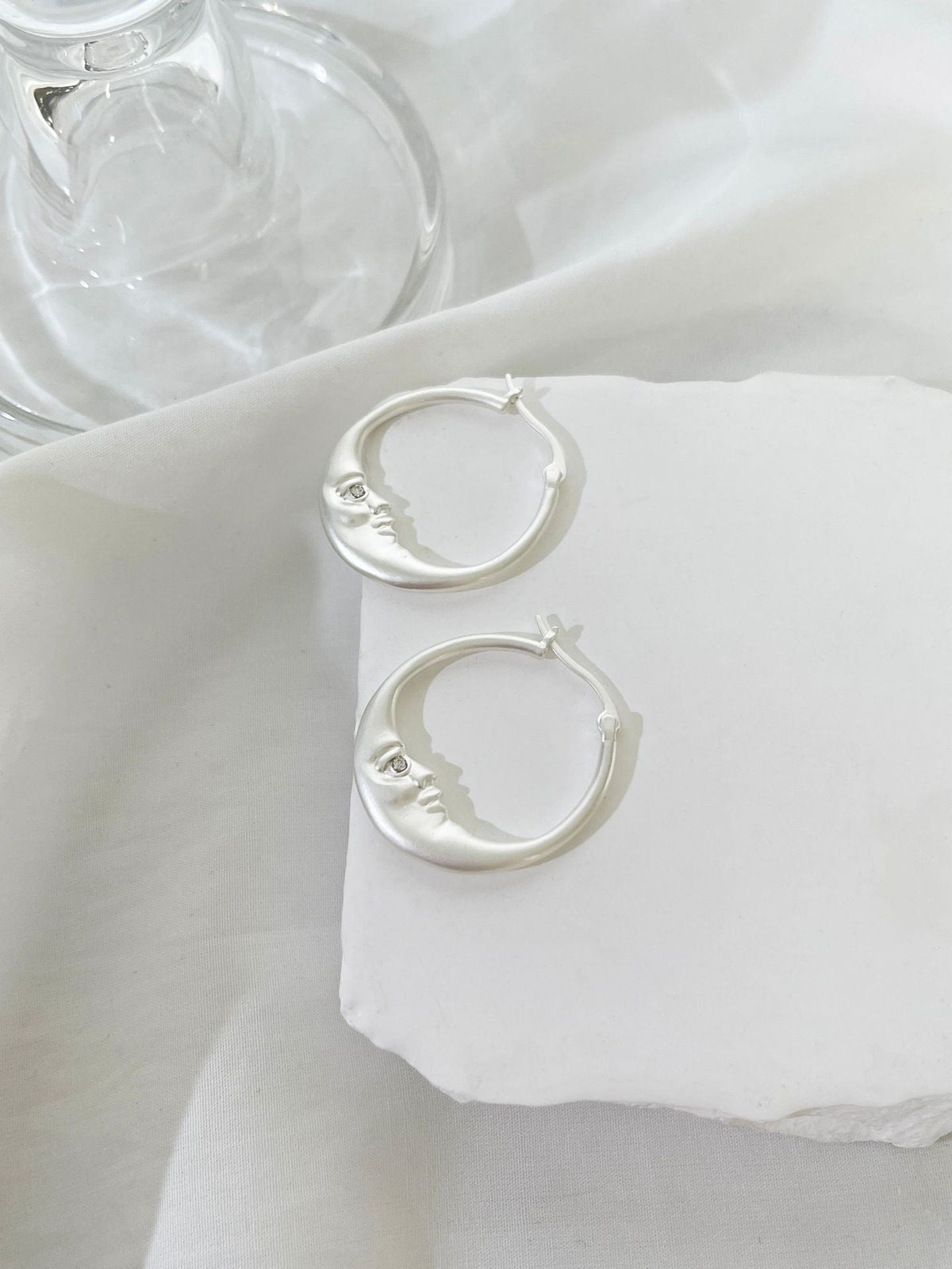 European and American fashion cold wind moon inlaid rhinestone personality earrings cross-border simple moon ring earrings earrings - stoutforge
