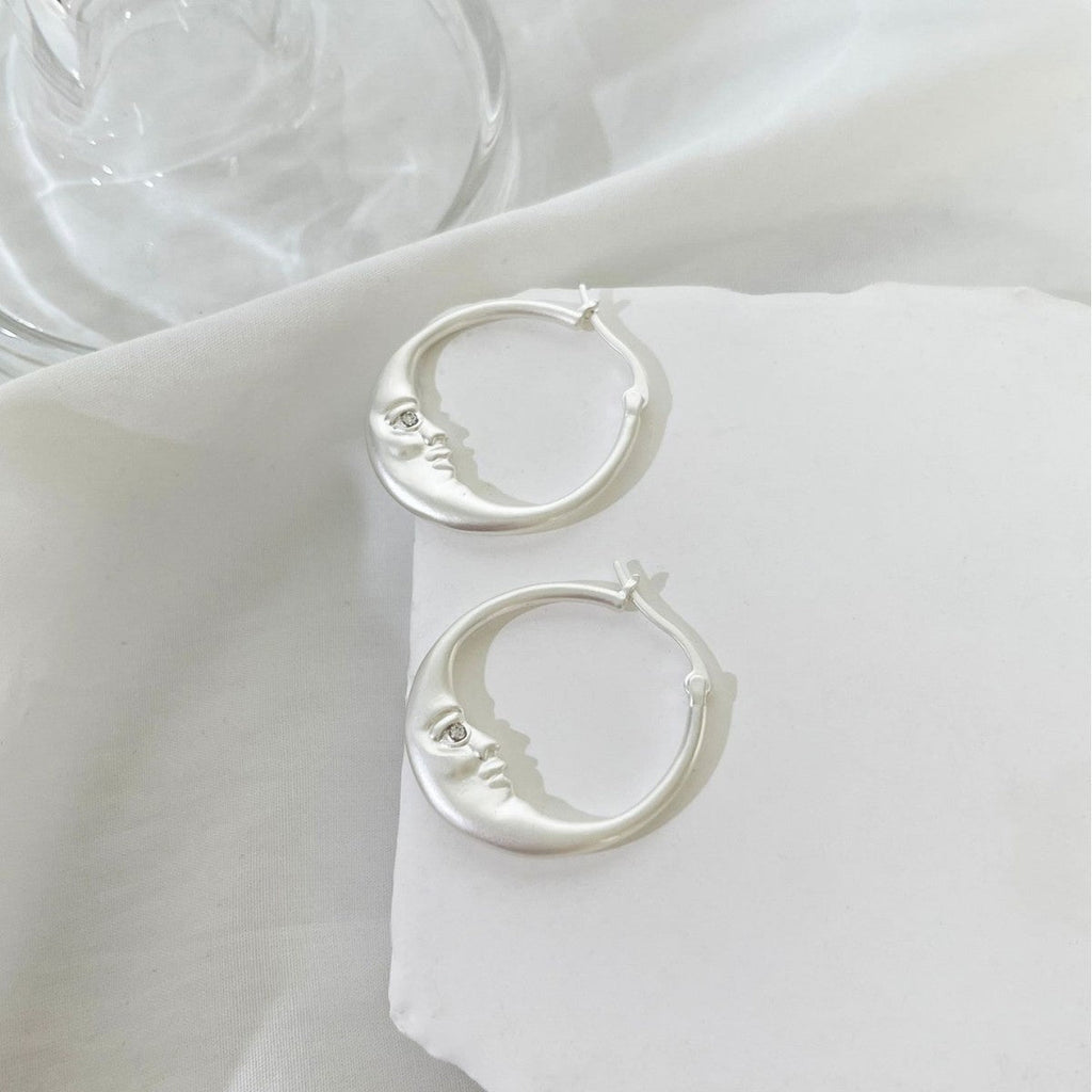 European and American fashion cold wind moon inlaid rhinestone personality earrings cross-border simple moon ring earrings earrings - stoutforge