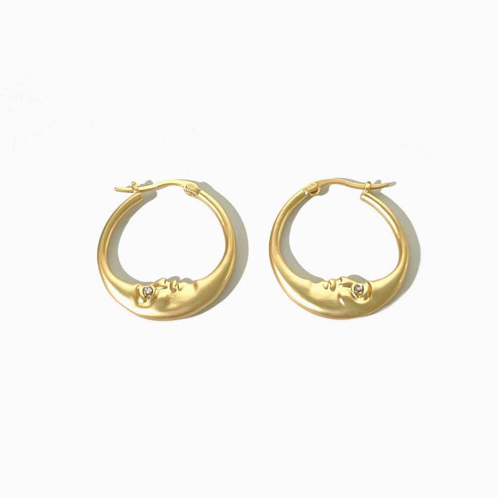 European and American fashion cold wind moon inlaid rhinestone personality earrings cross-border simple moon ring earrings earrings - stoutforge