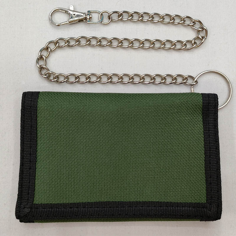 Folding anti-theft chain men's coin purse cross-border black three-fold small wallet zipper key chain card pocket - stoutforge