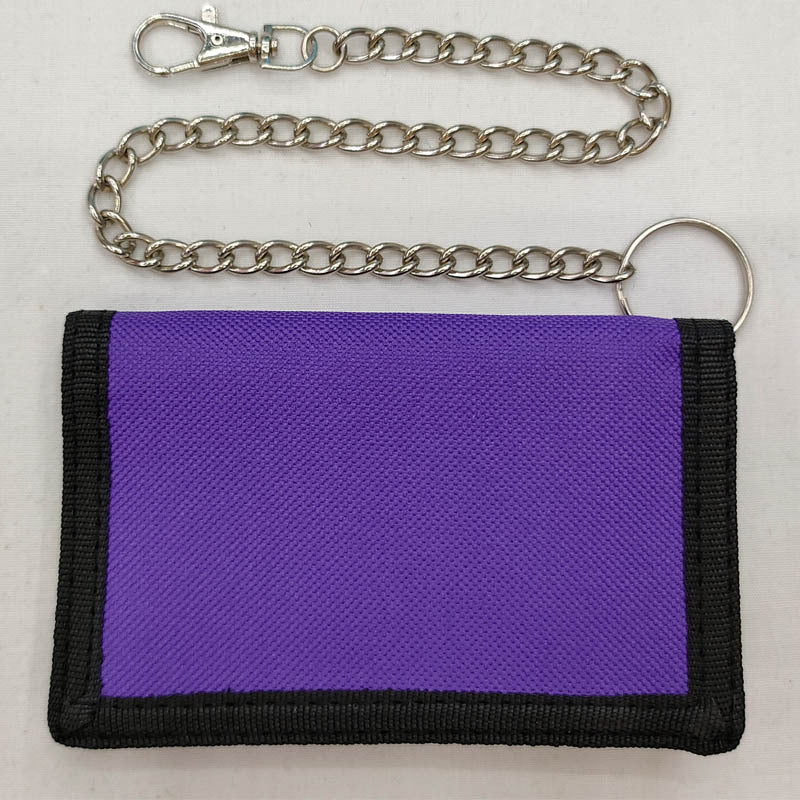 Folding anti-theft chain men's coin purse cross-border black three-fold small wallet zipper key chain card pocket - stoutforge