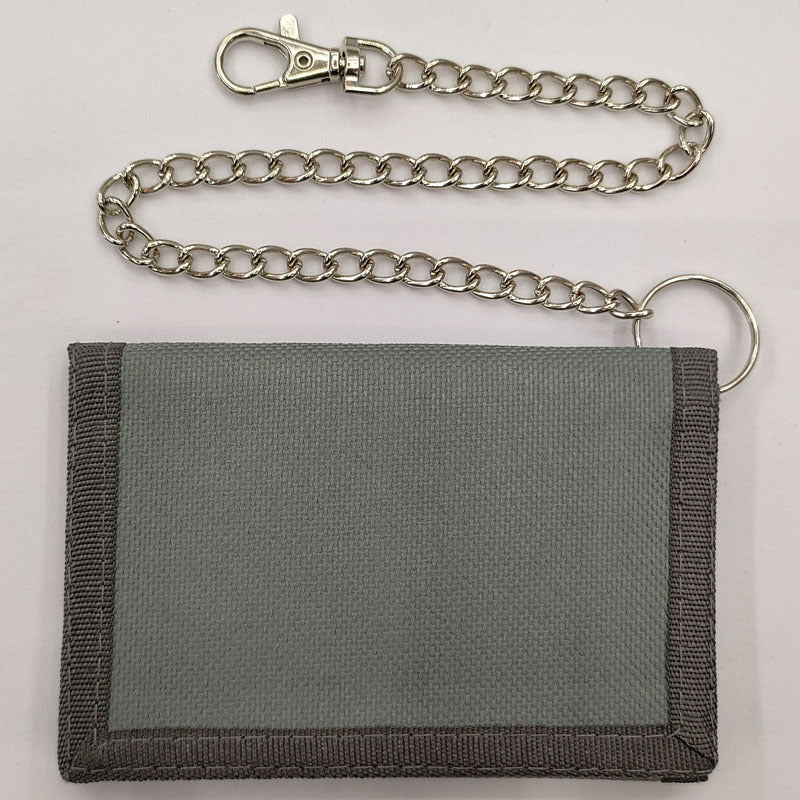 Folding anti-theft chain men's coin purse cross-border black three-fold small wallet zipper key chain card pocket - stoutforge