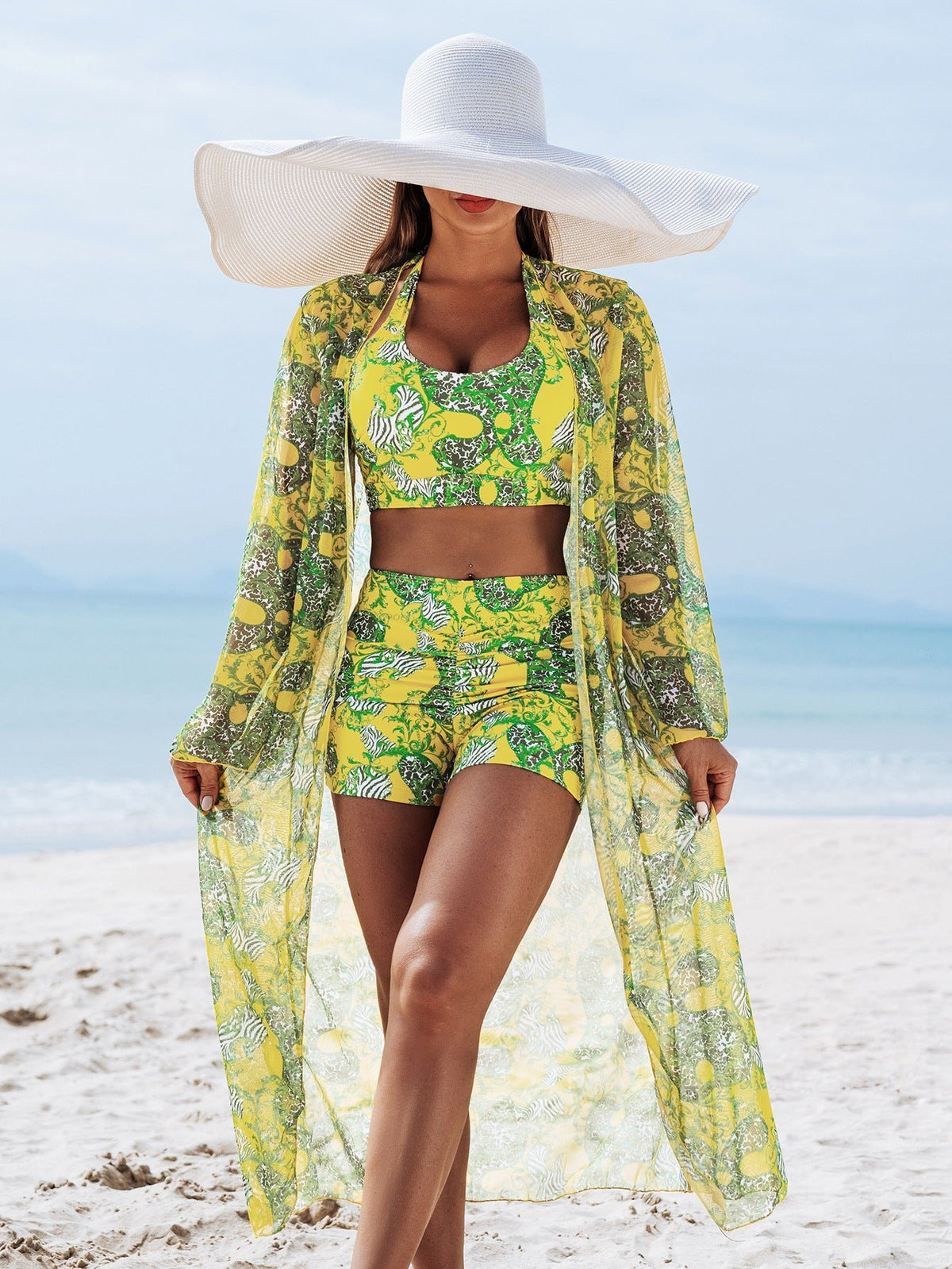 Mingyi New High-end European and American Fashion Sexy Women's Three-piece Bikini BIKINI Multicolor Printed Women's Swimsuit - stoutforge
